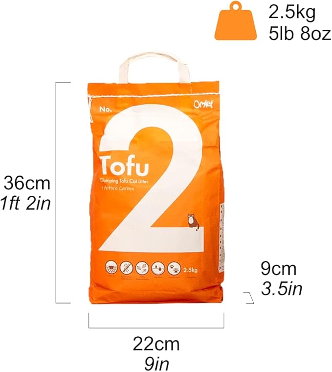 Omlet Premium Tofu Cat Litter | Clumping & Compostable | Absorbent and Sustainable | Excellent Odour Control and High Absorbency | No. 2 - Tofu - 5 lbs. 8 oz.