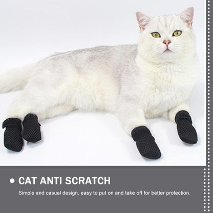 Cat Claw Covers-4pcs Cat Nail Caps Cat Nail Covers Caps Shoes Cats Socks Cat Booties to Prevent Scratching Cat Paw Protector Pet Grooming Booties for Bathing Shaving Checking