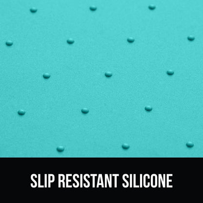 GORILLA GRIP 100% Waterproof Raised Edge BPA Free Silicone Pet Feeding Mat, Dog Cat Food Mats Contain Spills Protects Floors Placemats for Cats and Dogs Water Bowl Pets Accessories 18.5x11.5 Turquoise