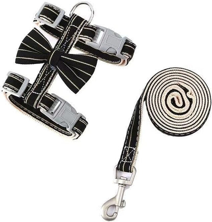 Butterfly Bow Tie Cat Harness and Leash Set - Adjustable, Escape-Proof, Breathable Kitten Vest with Cute Design for Small Cats & Indoor/Outdoor Safety Black S