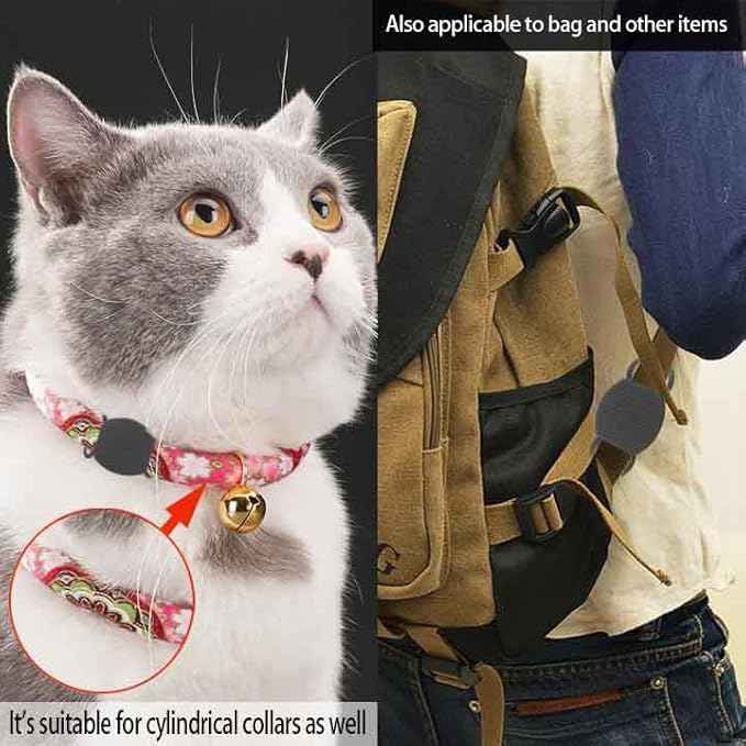 Dog Collar Airtag Holder 2 Pack, Waterproof Companion of Air Tag Trackers Locator Case, Protective itag Apple GPS Holder Compatible with Cat Collars, Silicone Dog airtag Holder(Black Green)