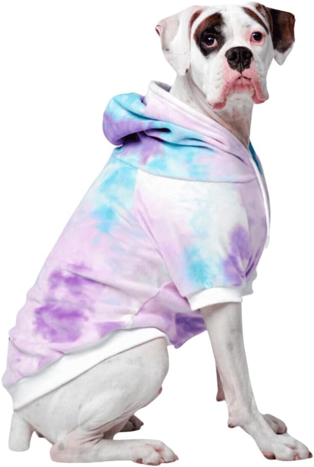 Spark Paws Dog Hoodie – Premium Dog Sweater for Small, Medium, and Large Dogs | Warm Outfits for French Bulldogs, Pitbull, Puppy, Winter Jacket Alternative - 90s Retro Sky Dye - 5XL