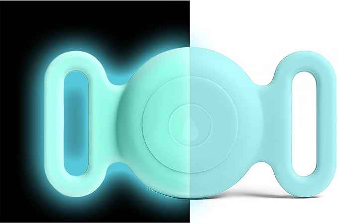 Dog Safety Pendant, Collar Holder for AirTag 2nd & 1st Gen, Pet Tracker Accessory for Dog GPS Tracking, Durable Silicone, Waterproof & Shock-Resistant, Anti-Scratch (Nightlight Blue, Medium)