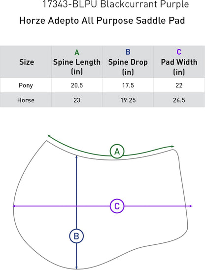 HORZE Adepto Padded All Purpose Quilted Equestrian Saddle Pad for Horses with Two-Tone Trim