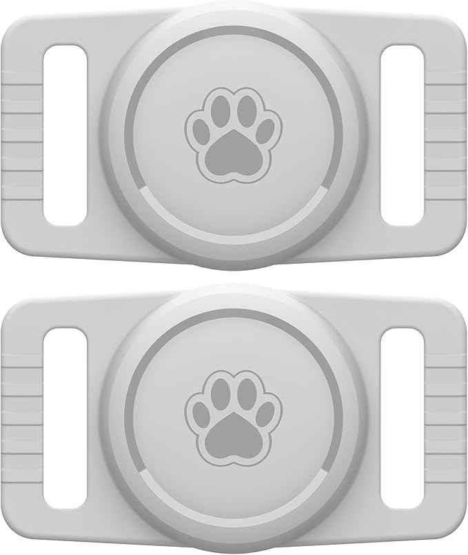for Airtag Dog Collar Holder 2 Pack,Waterproof Dog Collar Holder for Apple AirTag(Gen 1 & 2),Silicone Air Tags Case for Dog Collars(Light Gray)