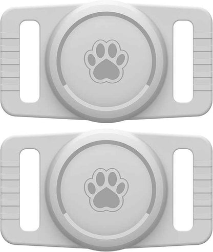 for Airtag Dog Collar Holder 2 Pack,Waterproof Dog Collar Holder for Apple AirTag(Gen 1 & 2),Silicone Air Tags Case for Dog Collars(Light Gray)