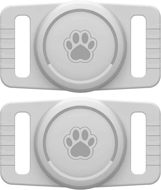 for Airtag Dog Collar Holder 2 Pack,Waterproof Dog Collar Holder for Apple AirTag(Gen 1 & 2),Silicone Air Tags Case for Dog Collars(Light Gray)