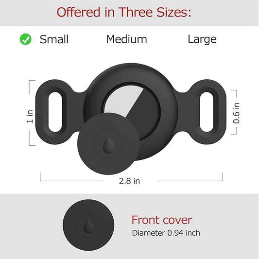Dog Safety Pendant, Collar Holder for AirTag 2nd & 1st Gen, Pet Tracker Accessory for Dog GPS Tracking, Durable Silicone, Waterproof & Shock-Resistant, Anti-Scratch Anti-Loss (Black, Small)