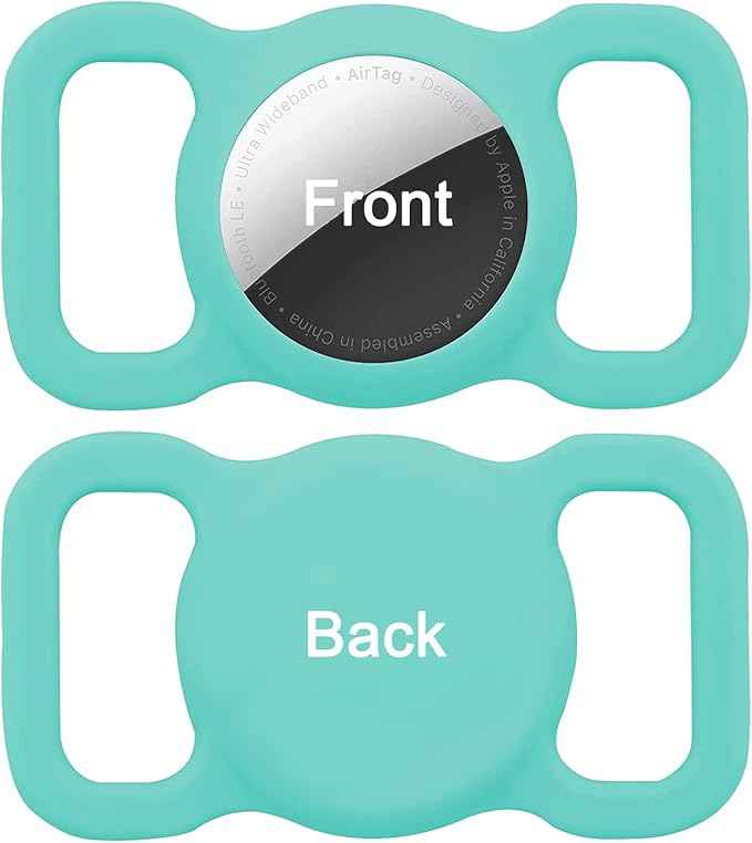 2 Pack Protective Air Tag Case for Dog Collar, Pet/Dog Collar Holder Case Compatible with Apple Air Tag, Waterproof Air tag Loop for GPS Tracker Lightweight Soft Anti Scratch Anti Lost Pink+Mint Green