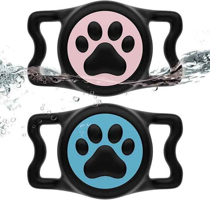 for Airtag Dog Collar Holder, Dog Airtag Holder Waterproof, Lightweight & Soft Silicone Air Tag Case for Pet Collars, Works with Multiple Tracker Tag Products (deep Pink+deep Blue, 2 Pack)