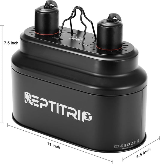 Dual Reptile Lamp Fixture with 100W Daytime Heat & 100W Nighttime Infrared Heat Bulbs, 2 Independent Switches, Reptile Heat Lamp Combo Pack - No UVB