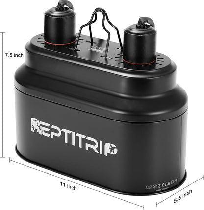 Dual Reptile Light Fixture with Switches, Reptile Heat Lamp Fixture, Reptiles Terrarium UVB Bulb Fixture for Bearded Dragon, Max 160W Each (Bulb Not Included)