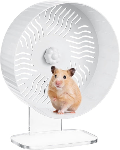 Silent Hamster Wheel, Hamster Exercise Wheel with Adjustable Acrylic Stand, Hamster Exercise Wheel for Gerbil, Syrian & Dwarf, Chinchilla and More Small Animal Hamster Running Wheels (9.5 in)