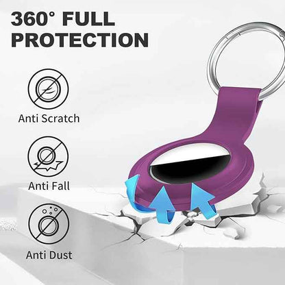 Case for AirTag 2nd Gen (2026) & 1st Gen, Silicone Holder Keychain Key Ring, Protective Cover for Apple for Air Tags, GPS Finder Accessories for Bags, Pets, Kids, Luggage, Deep Purple