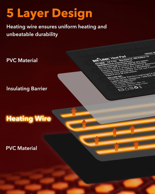 BN-LINK Reptile Heat Pad 6"X8" 8W for 10-20gal Under Tank Terrarium Heating Mat Waterproof for Turtle, Lizard, Frogs, Snake, Hermit Crab