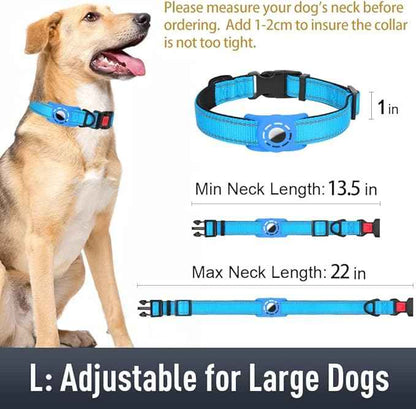 AirTag Dog Collar with AirTag Holder Compatible for Air Tag, Reflective Soft Padded, Safety Locking Buckle, Adjustable Nylon for Small Medium Large Dogs (SkyBlue,L)