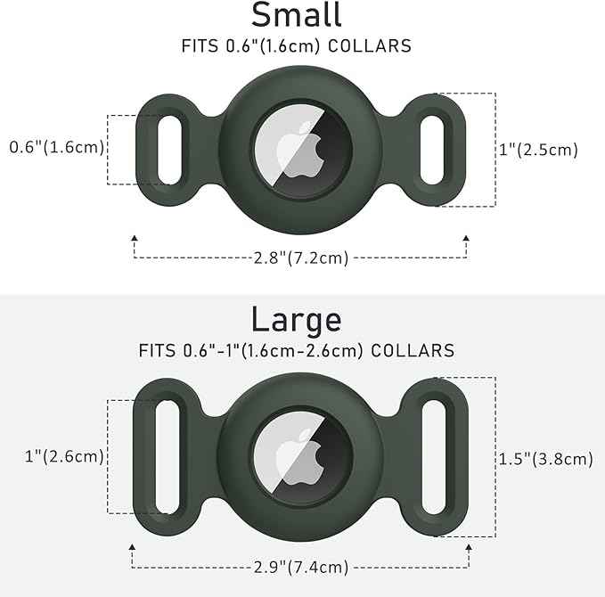 2 Pack Case for Airtag Dog Cat Collar Holder, Soft Silicone Anti-Lost Waterproof Protective Case Compatible with Apple Airtag, for Pet Dog Cat Collars Holder
