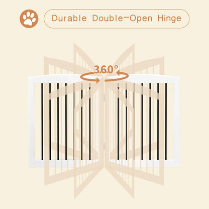 Freestanding Wooden Pet Gate for House, Foldable Indoor Dog Gate for Doorways, Stairs - 24" Height, 3 Panels, White