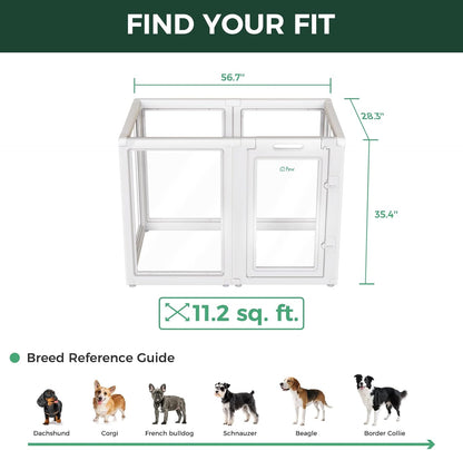 FXW AuraSpace Acrylic Indoor Unleashed Dog Playpen for Medium Dogs, 35 Inch, 6 Panels, White