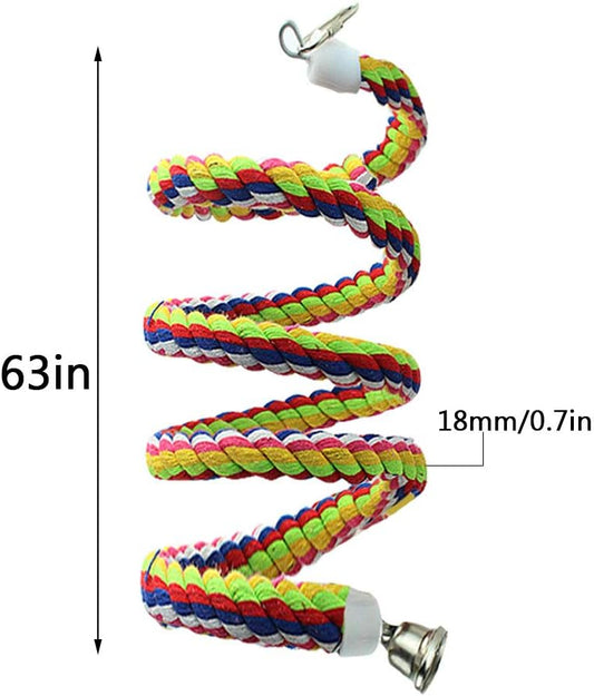 2pcs 63in Bird Perch Rope Bungee Parrot Toy - Pure Natural Cage Chewing Toy