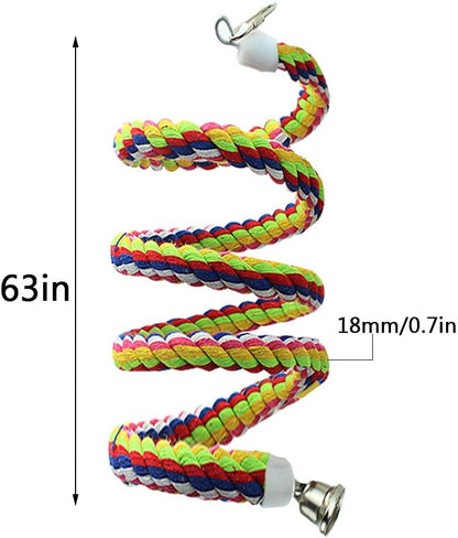 2pcs 63in Bird Perch Rope Bungee Parrot Toy - Pure Natural Cage Chewing Toy