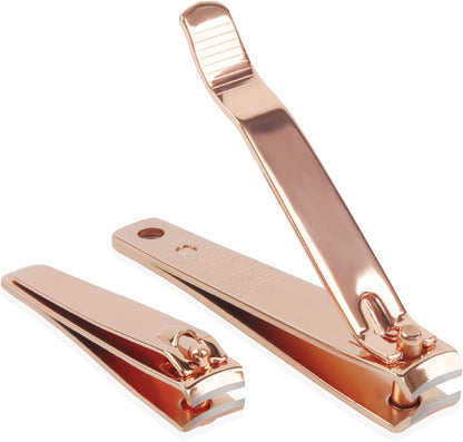 Rocutus 2pcs/Set Portable Nail Scissors Adult Pedicure Nail Clippers Household Small Scissors Foot Manicure Scissors Manicure Tools (Rose Gold)
