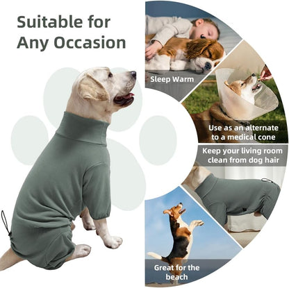 Dog Pyjamas PJS Sweater Clothes and Home Clothing Suitable for Small to Medium Breeds of Dogs, Dog Neutering Suits, Extra-Large Stretch Fabric, Four-Legged Clothes(Thickened Green, XL)
