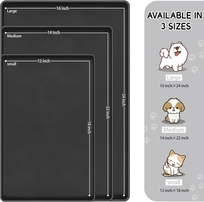 MateeyLife Silicone Cat & Dog Food Mat for Floors Waterproof, Anti-Slip Dog Bowl Mats for Food and Water, Pet Feeding Mats with Lip to Prevent Spills, Pet Placemat for Messy Drinkers to Protect Floors