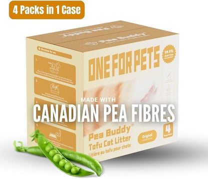 Pea Based Tofu Cat Litter, Dust Free Cat Litter, Low Tracking, and Natural Odor Control, Flushable (4 Bags, Original (Fragrance-Free))