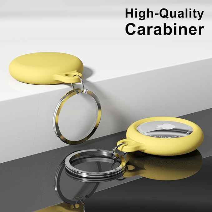 oakxco for Airtag Keychain Silicone, Airtag Holder with Key Ring, Air Tag Cover Cute Accessories for Kids, Luggage, Car Dog Collar, Car, Compatible with Apple Airtag Case Waterproof Tracker, Yellow