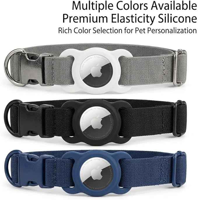 SWINCHO for AirTag Holder 1st & 2nd Generation [2 Pack] Waterproof Silicone AirTag Dog Collar Holder (Black&White)