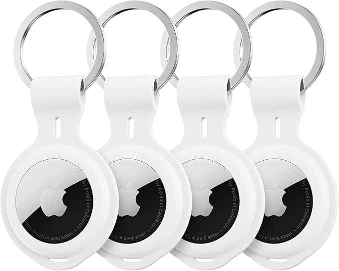 4 Pack for Airtag Case Holder Keychain Silicone for Apple Air Tagholder Waterproof for Air Tags Cover Key Ring Accessories GPS Item Tracker for Luggage Suitcases Pet Dog Cat Collar Bike Keys Car Kids