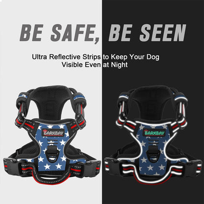 BARKBAY No Pull Dog Harness Front Clip Heavy Duty Reflective Easy Control Handle for Large Dog Walking(Star,M)
