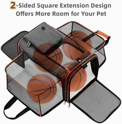 Cat, Dog Carrier for Pets Up to 20 Lbs,Sides Expandable Pet Carrier Bag Large Mesh Safe,Airline Approved Animal Carrier,Soft Sided Collapsible Pet Travel Carrier,Foldable Portable Pet Home (Orange)