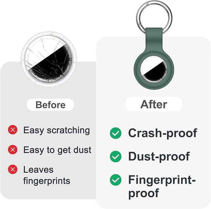 Compatible with AirTag Case Keychain for Air Tag Holder Silicone for AirTags Key Ring Cases Tags Chain for Apple for AirTag GPS Item Finders Accessories，Dark Green
