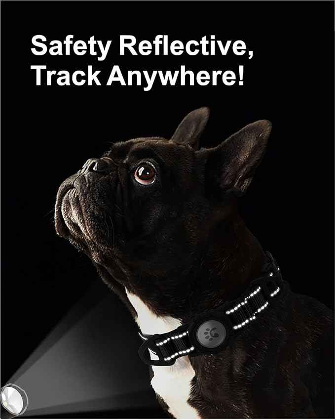 TagME Airtag Dog Collar,Waterproof Reflective Pet Collar with Airtag Holder,Soft Padded and Double D-Rings for Small Dogs,Black