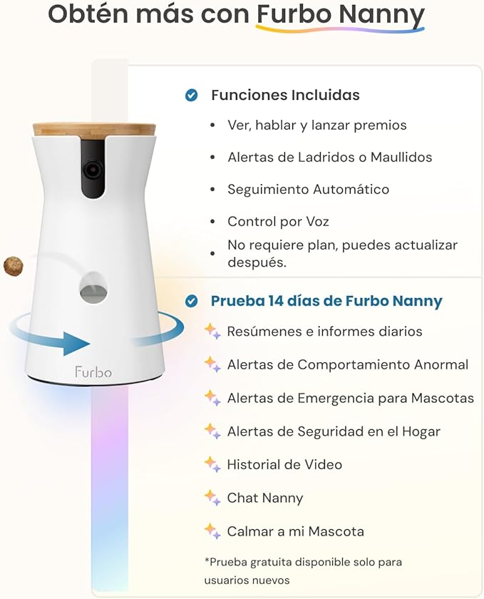 Furbo 360° Dog Camera: Pet Security Cam w/Barking Alerts, Rotating View, Treat Toss w/Phone App, Smart Home Puppy Monitoring, 2-Way Speaker, No Subscription Needed. Standard See, Talk, & Toss Features