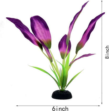 Silk Aquarium Plants for Betta Fish Tank, 2 Pcs 8 Inch Small Silk Aquarium Plant Aquatic Water Grass Decoration, Purple