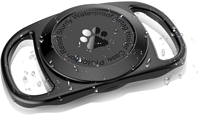 Airtag Dog Collar Holder, [1 Pack] Waterproof Protective Case for Apple AirTag, Durable & Lightweight with Full-Body Protection, Soft Silicone, Black