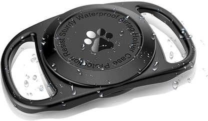 Airtag Dog Collar Holder, [1 Pack] Waterproof Protective Case for Apple AirTag, Durable & Lightweight with Full-Body Protection, Soft Silicone, Black