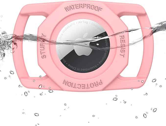 SANKALA Airtag Dog Collar Holder, [1 Pack] Waterproof Airtag Case for Dog Collar, TPU & Silicone Full Body Covered Anti-Lost Apple Air Tag Collar Holder Airtag Case for Pet Collar Backpack, Pink