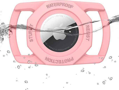 SANKALA Airtag Dog Collar Holder, [1 Pack] Waterproof Airtag Case for Dog Collar, TPU & Silicone Full Body Covered Anti-Lost Apple Air Tag Collar Holder Airtag Case for Pet Collar Backpack, Pink