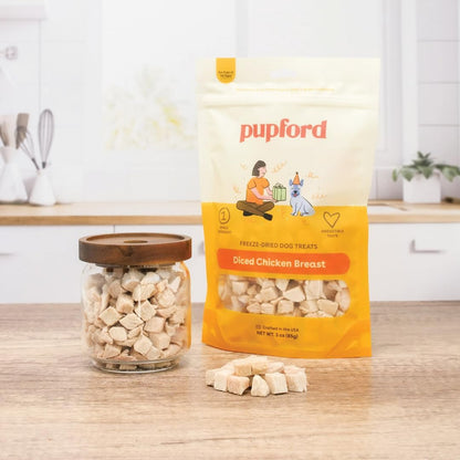Pupford Freeze Dried Chicken Breast Treat for Dogs & Puppies - Healthy, Natural, Single Ingredient Dog Treats - Made in USA (5.75 oz) (Pack of 2)