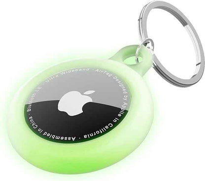 oakxco for Airtag Keychain Silicone, Airtag Holder with Key Ring, Air Tag Cover Cute Accessories for Kids, Luggage, Car Dog Collar, Car, Compatible with Apple Airtag Case, Glow in Dark Green