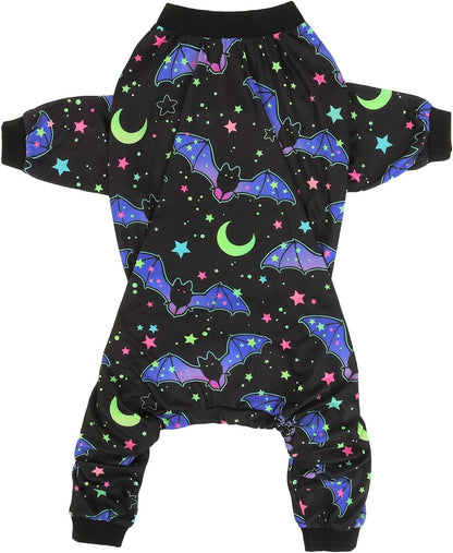 HDE Dog Pajamas One Piece Jumpsuit Lightweight Dog PJs Shirt for M-3XL Dogs Starry Bats - L