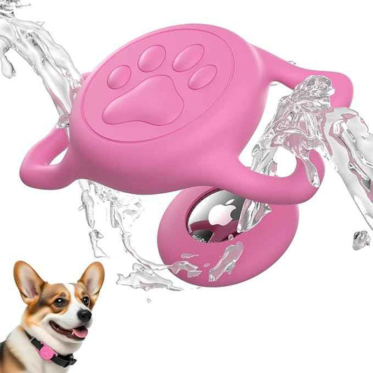 for Airtag Dog Collar Holder, Dog Airtag Holder Waterproof, Lightweight & Soft Silicone Case for Air Tag, Works with Multiple Tracker Tag Products (Pink1, 1 Pack)