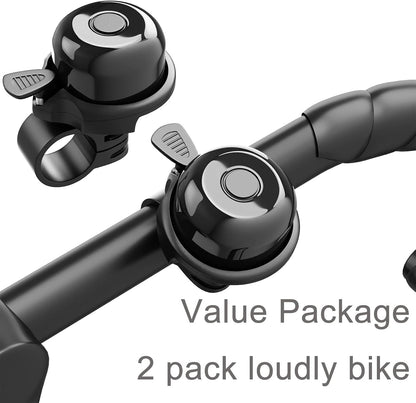 2 Pack Classic Bike Bell, Bicycle Bell Loud Crisp Clear Sound Bicycle Bike Bell City Bike BMX Bike Sports Bike for Adults Kids Right Hand/Left Hand Use