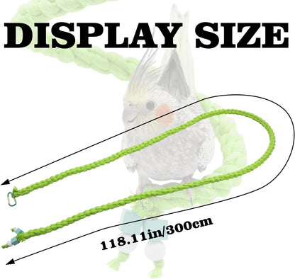 Dnoifne Spiral Rope Perch, Swing, Cage Stand Pole Accessories, Climbing Toy for Parrot Parakeet Budgies Lovebirds Cockatiels, Green