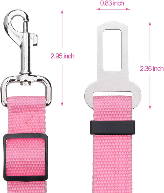 Elisel Elisel 2 Packs Adjustable Length Pet Dog Cat car seat Belt Pet seat Belt Pet Accessories for Dogs Cats and Pets (Pink)