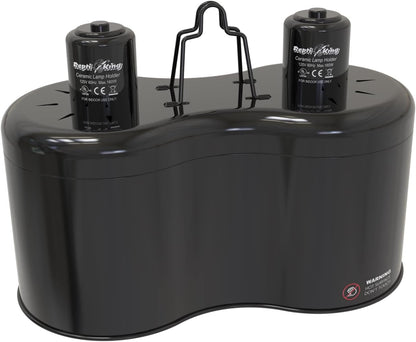 Reptile Dual Dome 12inch, Fits Reptile Light/Heat Lamp/UVB Light, Max. 160W Each,Patent Design K8561, Reptile Light Fixture